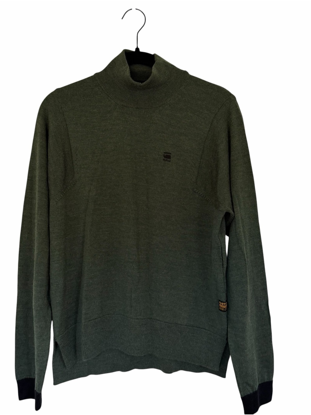 G-Star Wool Blend Olive Green Pullover Mockneck Sweater Minimalist Urban Casual